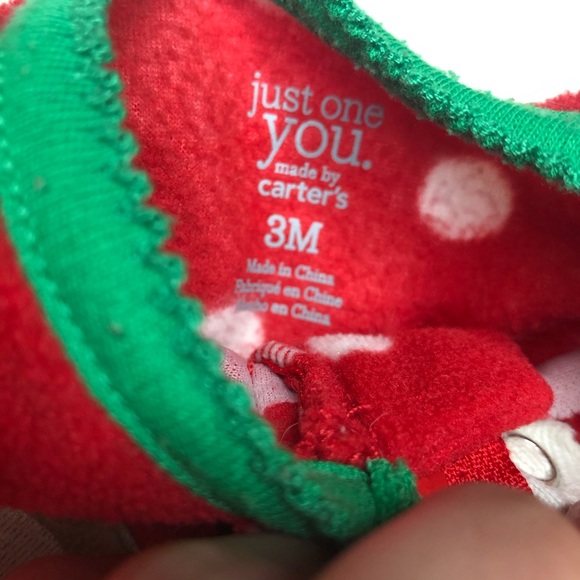 Christmas onesie footie button up pjs with deer. - Picture 11 of 15